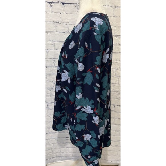 Denim & Co. QVC Printed V-Neck Henley Blouse Navy Plus Size 2X - Picture 5 of 11